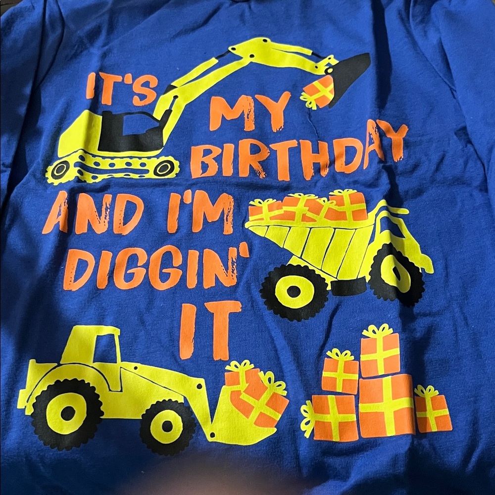 Blue Construction Birthday T-Shirt size 2T